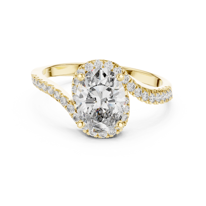 1.00CtOval Halo Twist Engagement Ring – Dainty  Gold Promise Ring – Unique Anniversary Gift for Her