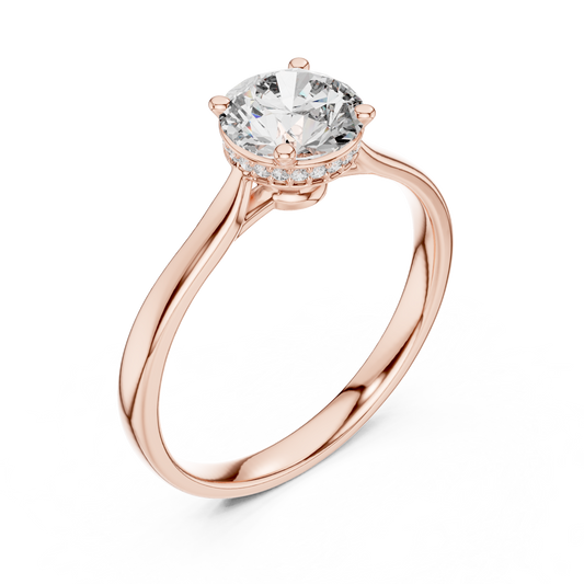 1.17Ct Hidden Halo Gold Band – Glowing Round Jewel Engagement-Shimmer Round Cut Proposal Jewelry