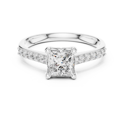 1.00CtPrincess-Cut Diamond Engagement Ring - Polished Rose Gold Ring with Micro Accent Diamonds
