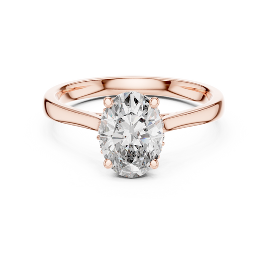 1.50Ct Classic Oval Diamond Hidden Halo Ring in Silver, Minimalist Anniversary Proposal Jewelry