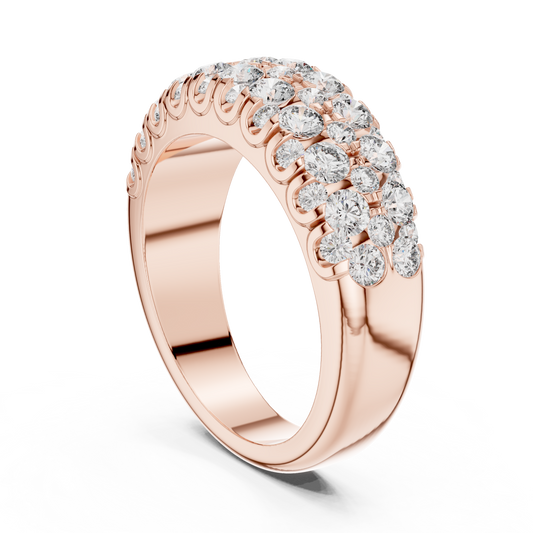 Triple Row Diamond Band – Wide Gold Anniversary Band, Statement Sparkle Gift