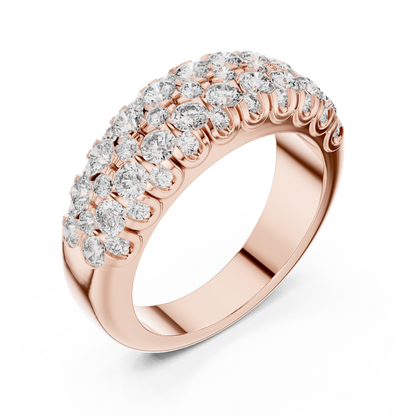 Premium Triple Diamond Band | Luxury Pave Setting | Elegant Silver Wedding Anniversary Ring