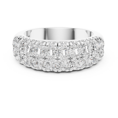 Premium Triple Diamond Band | Luxury Pave Setting | Elegant Silver Wedding Anniversary Ring