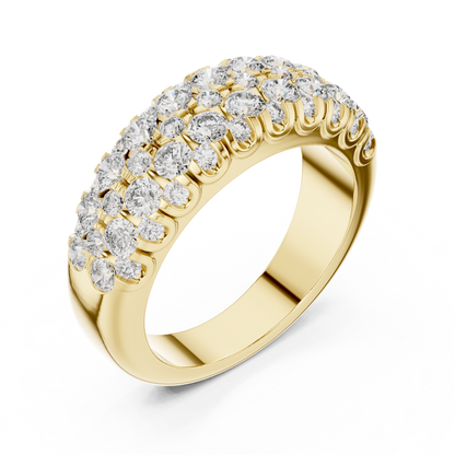 Premium Triple Diamond Band | Luxury Pave Setting | Elegant Silver Wedding Anniversary Ring