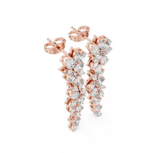 Petal Lumina Diamond Trail Earrings • Sparkle Cluster Flow • Glamour Event Jewelry