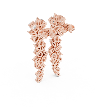 Petal Lumina Diamond Trail Earrings • Sparkle Cluster Flow • Glamour Event Jewelry