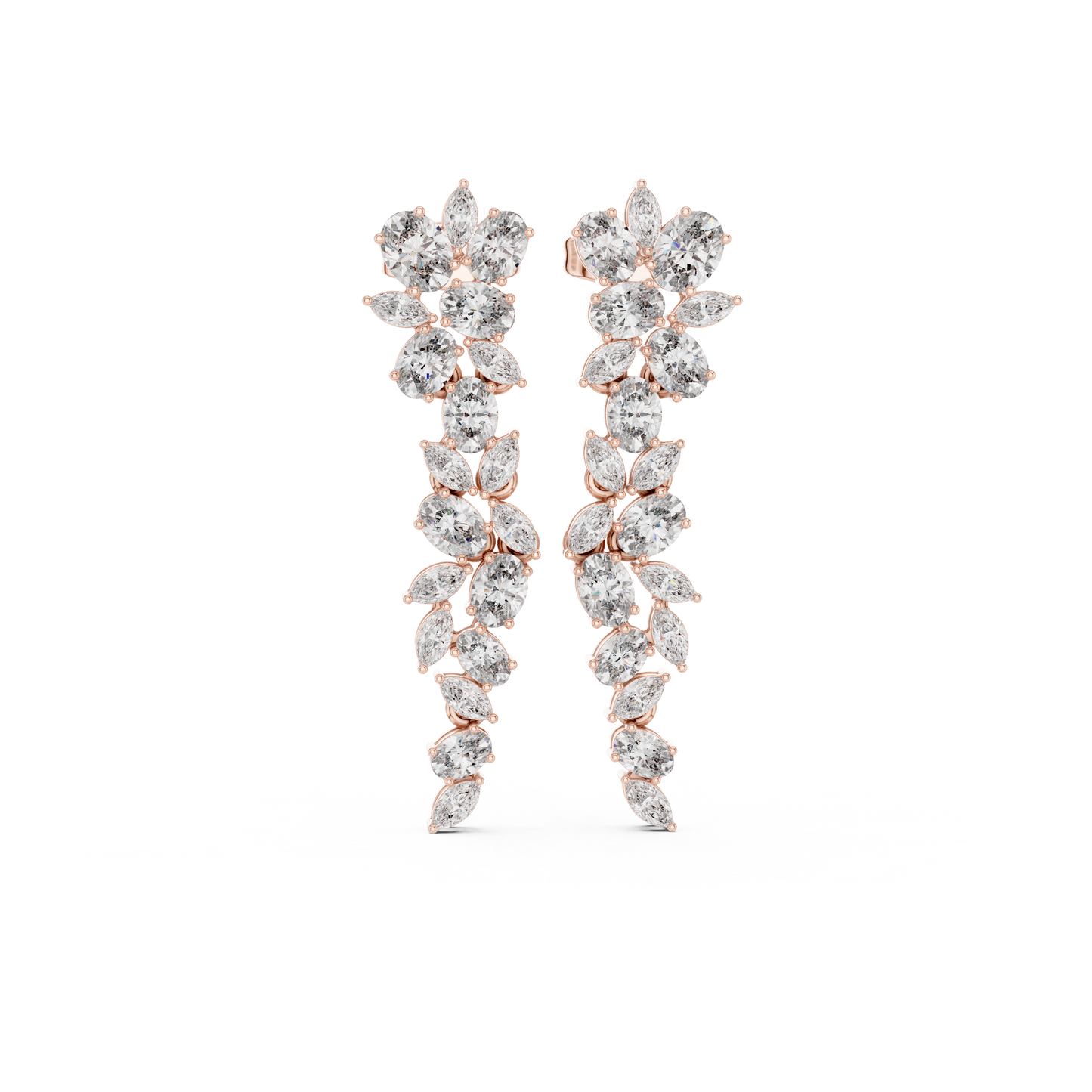 Petal Lumina Diamond Trail Earrings • Sparkle Cluster Flow • Glamour Event Jewelry