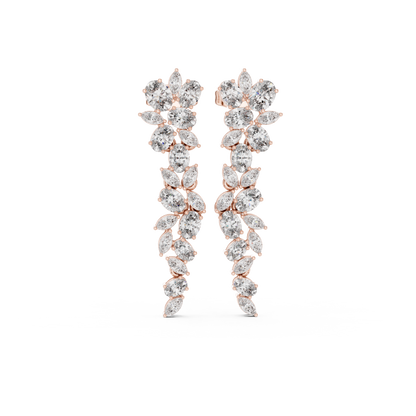 Petal Lumina Diamond Trail Earrings • Sparkle Cluster Flow • Glamour Event Jewelry