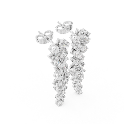 Petal Lumina Diamond Trail Earrings • Sparkle Cluster Flow • Glamour Event Jewelry