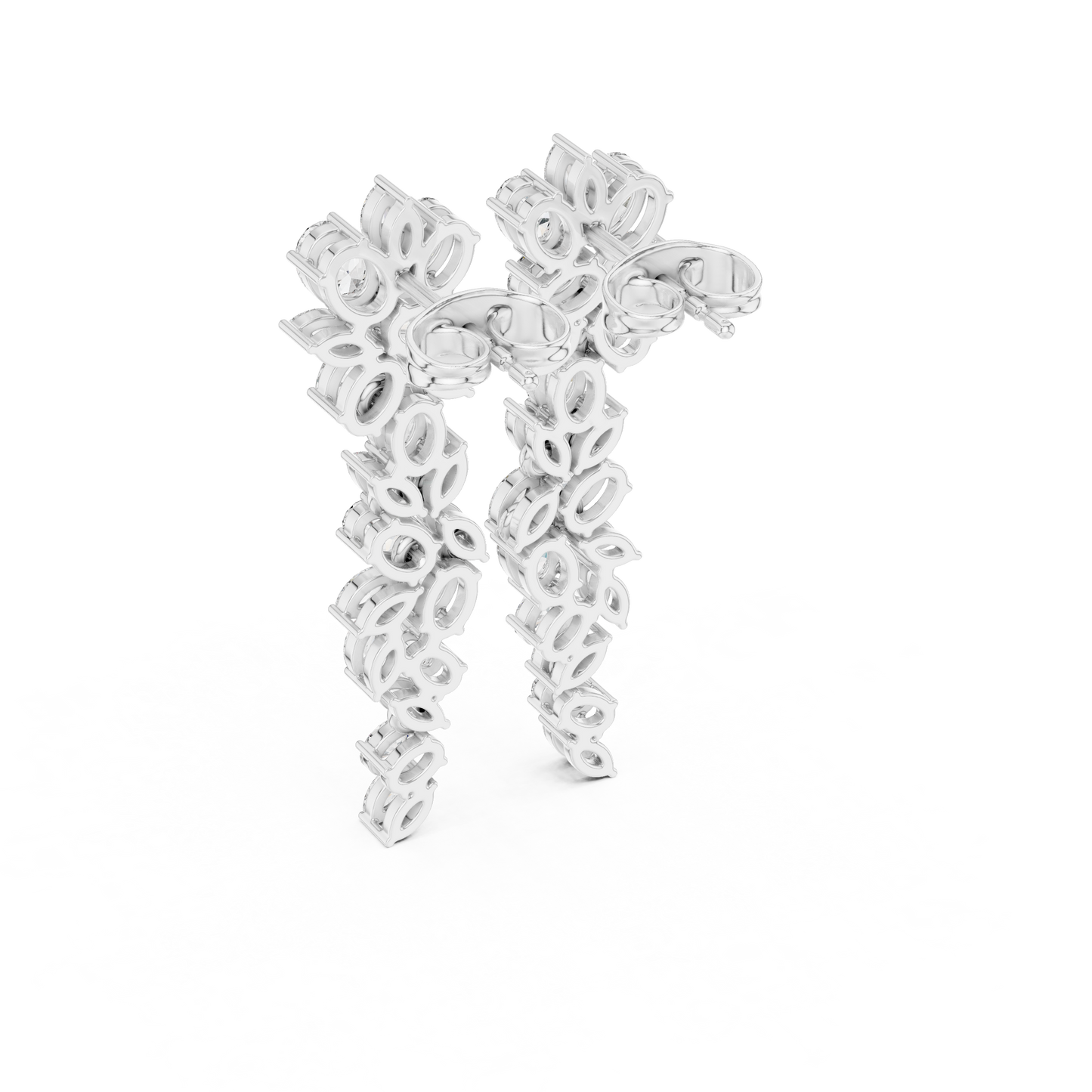 Petal Lumina Diamond Trail Earrings • Sparkle Cluster Flow • Glamour Event Jewelry