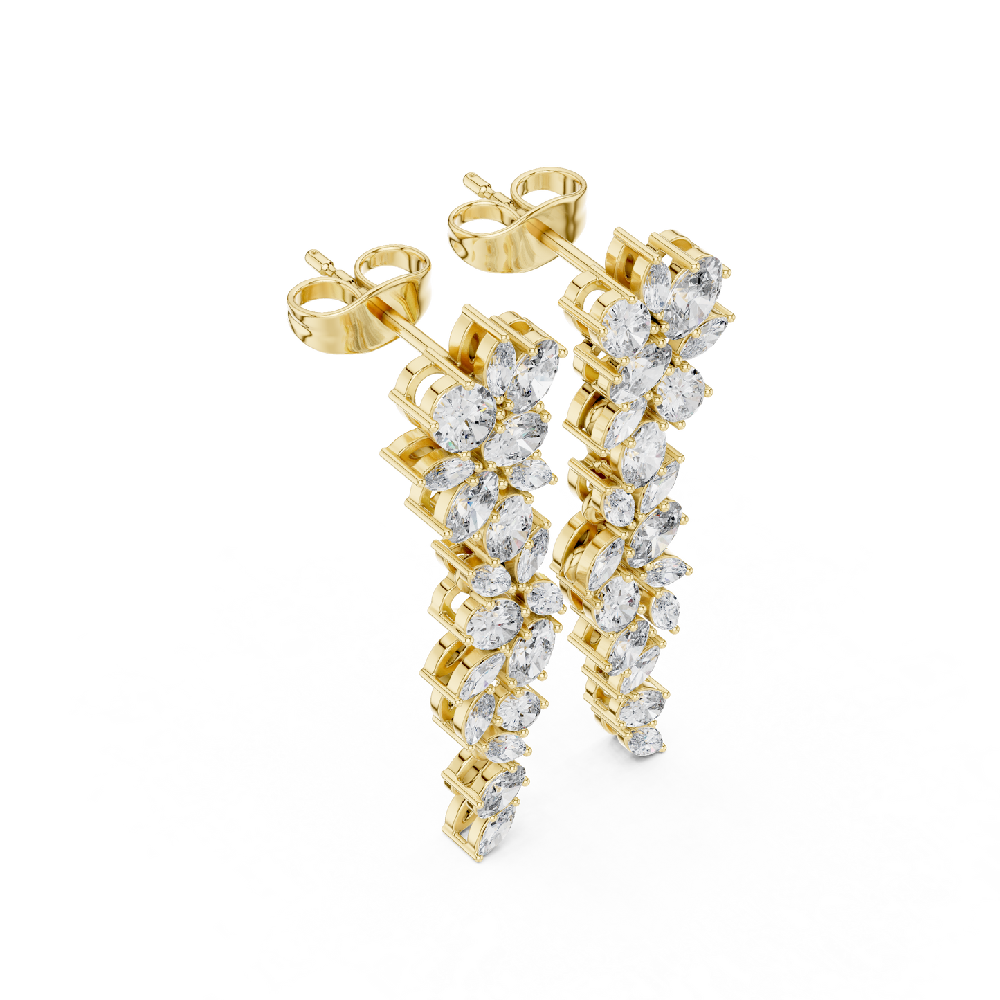 Petal Lumina Diamond Trail Earrings • Sparkle Cluster Flow • Glamour Event Jewelry