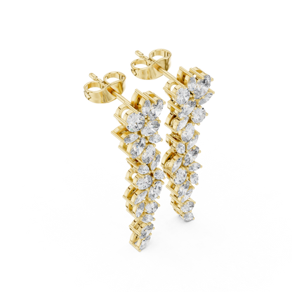 Petal Lumina Diamond Trail Earrings • Sparkle Cluster Flow • Glamour Event Jewelry