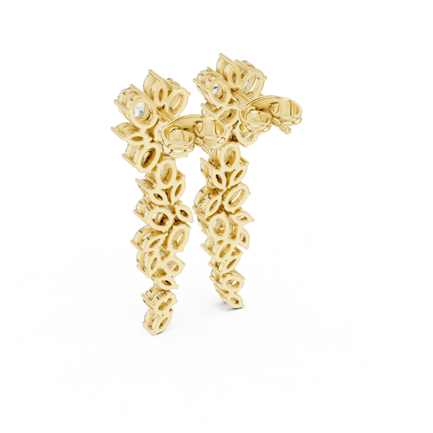 Petal Lumina Diamond Trail Earrings • Sparkle Cluster Flow • Glamour Event Jewelry