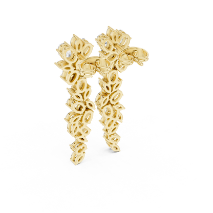 Petal Lumina Diamond Trail Earrings • Sparkle Cluster Flow • Glamour Event Jewelry