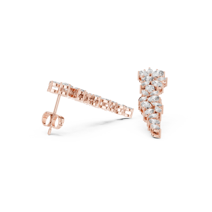 Petal Lumina Diamond Trail Earrings • Sparkle Cluster Flow • Glamour Event Jewelry