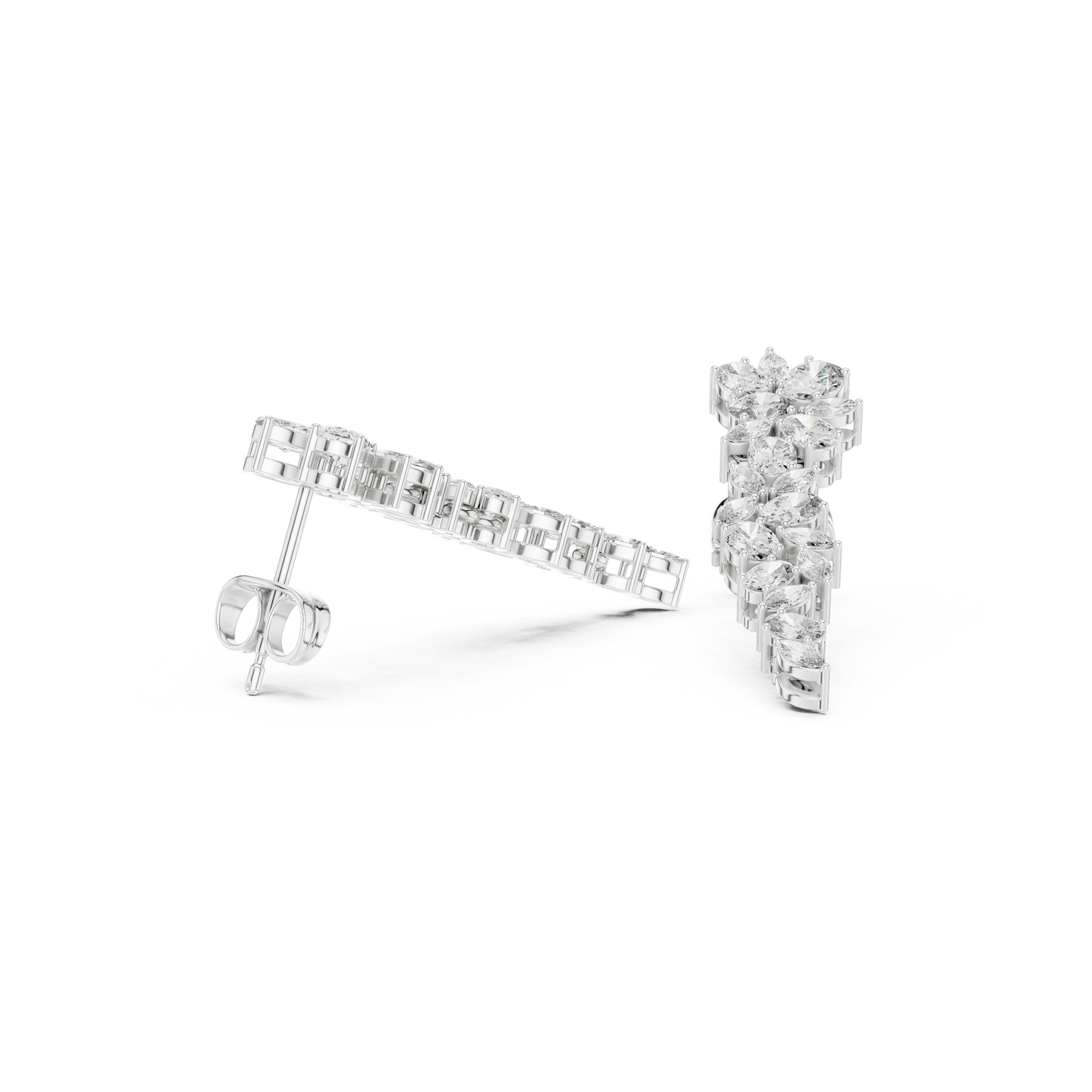 Petal Lumina Diamond Trail Earrings • Sparkle Cluster Flow • Glamour Event Jewelry