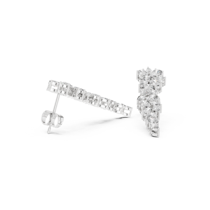 Petal Lumina Diamond Trail Earrings • Sparkle Cluster Flow • Glamour Event Jewelry