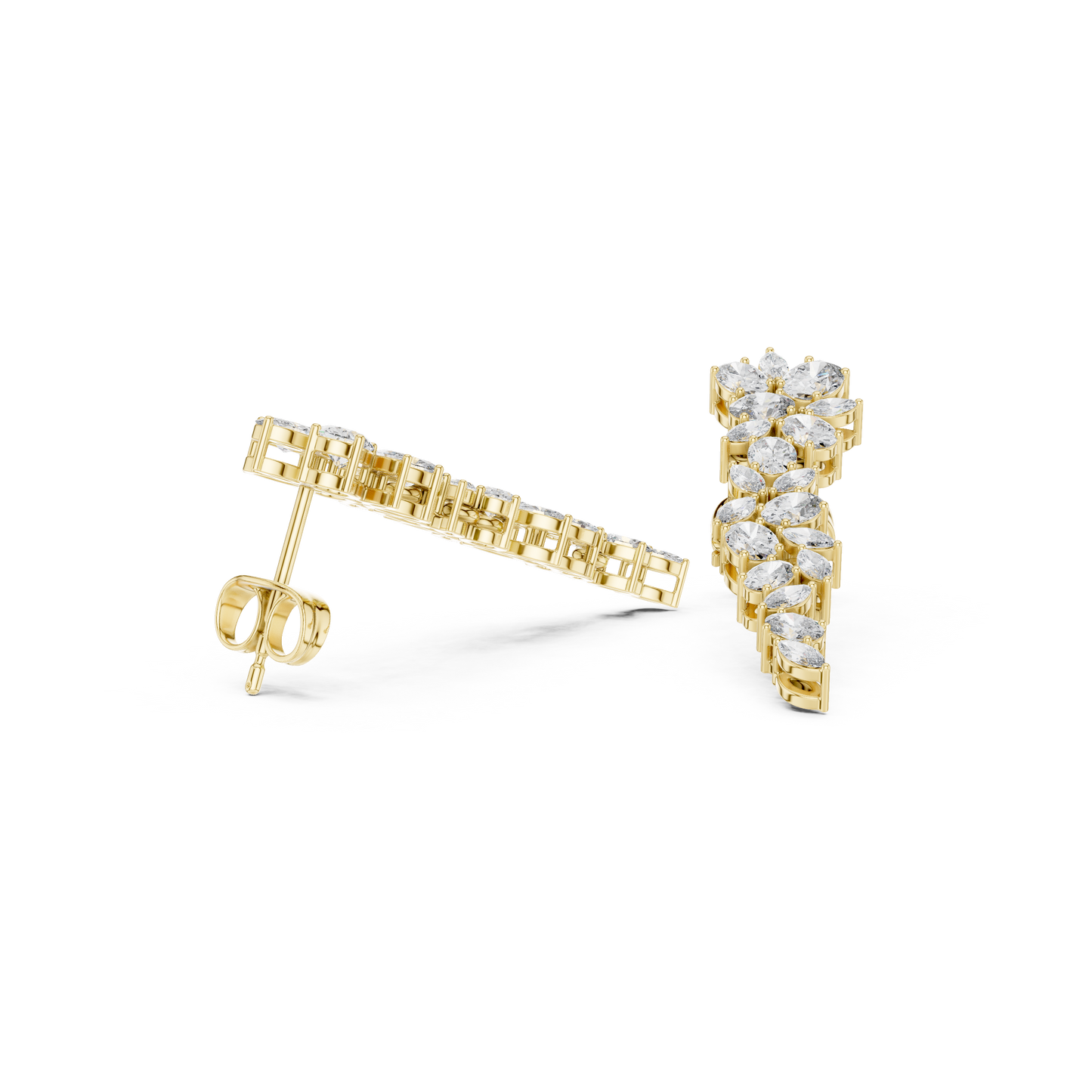 Petal Lumina Diamond Trail Earrings • Sparkle Cluster Flow • Glamour Event Jewelry