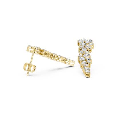 Petal Lumina Diamond Trail Earrings • Sparkle Cluster Flow • Glamour Event Jewelry