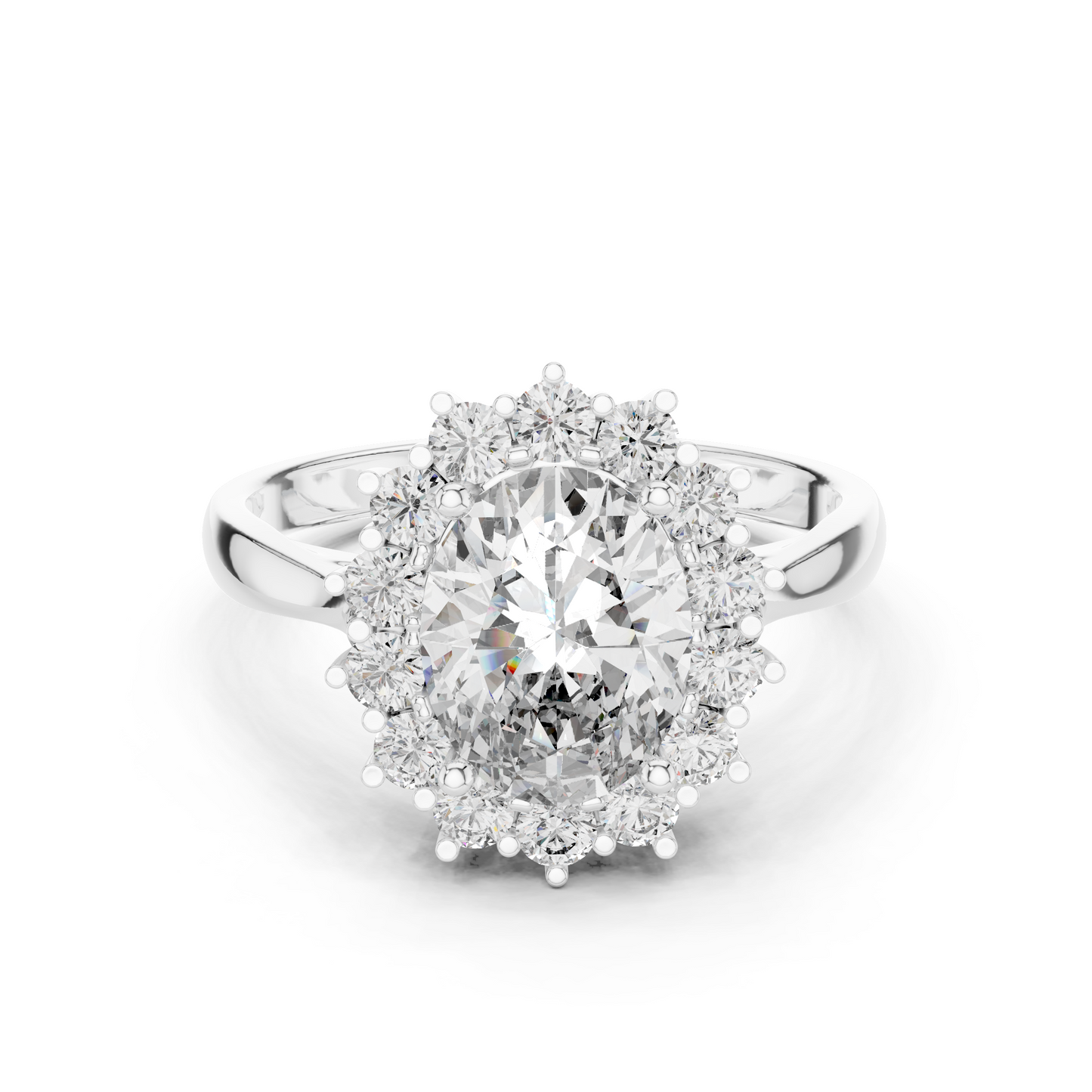 2.00Ct Oval Halo Cluster Ring – Floral Diamond Engagement Ring, Vintage-Inspired Bridal Jewelry