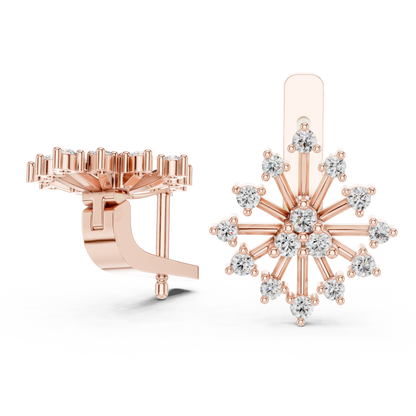 Prismatic Star Diamond Ear Jackets • Multi-Point Shine Earrings • Ultra-Luxe Gold Studs