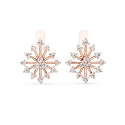 Prismatic Star Diamond Ear Jackets • Multi-Point Shine Earrings • Ultra-Luxe Gold Studs