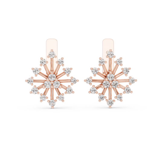 Prismatic Star Diamond Ear Jackets • Multi-Point Shine Earrings • Ultra-Luxe Gold Studs