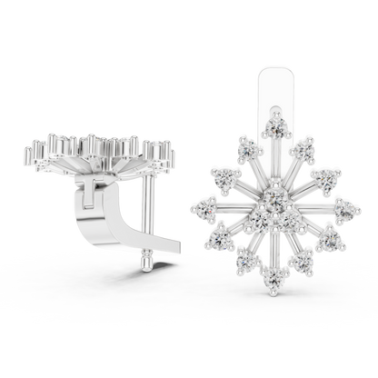 Prismatic Star Diamond Ear Jackets • Multi-Point Shine Earrings • Ultra-Luxe Gold Studs