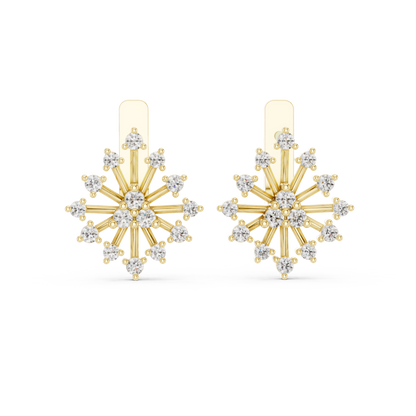 Prismatic Star Diamond Ear Jackets • Multi-Point Shine Earrings • Ultra-Luxe Gold Studs