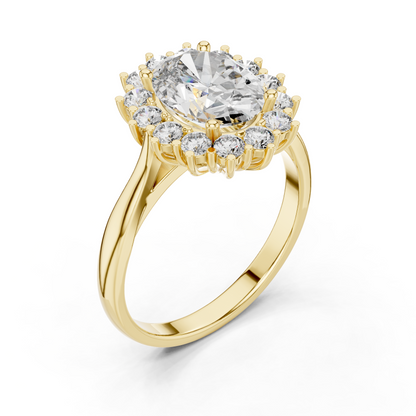 2.00Ct Oval Halo Cluster Ring – Floral Diamond Engagement Ring, Vintage-Inspired Bridal Jewelry