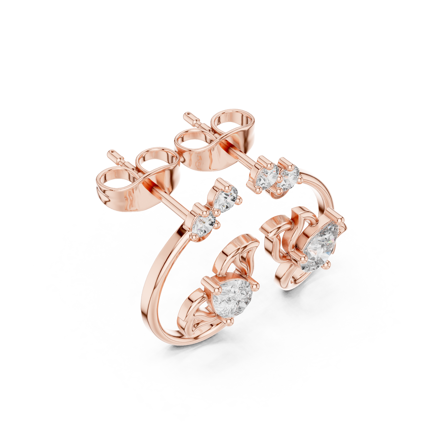 Quantum Leaf Pear-Brilliance Earrings • Signature Spiral Design • Opulent Mini Statement Studs