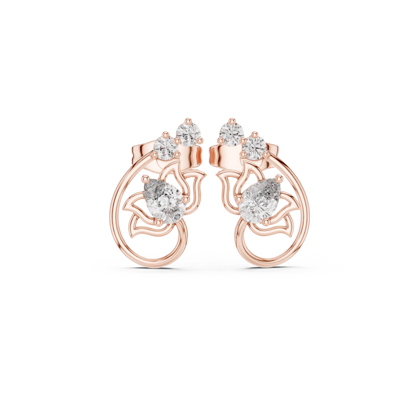 Quantum Leaf Pear-Brilliance Earrings • Signature Spiral Design • Opulent Mini Statement Studs