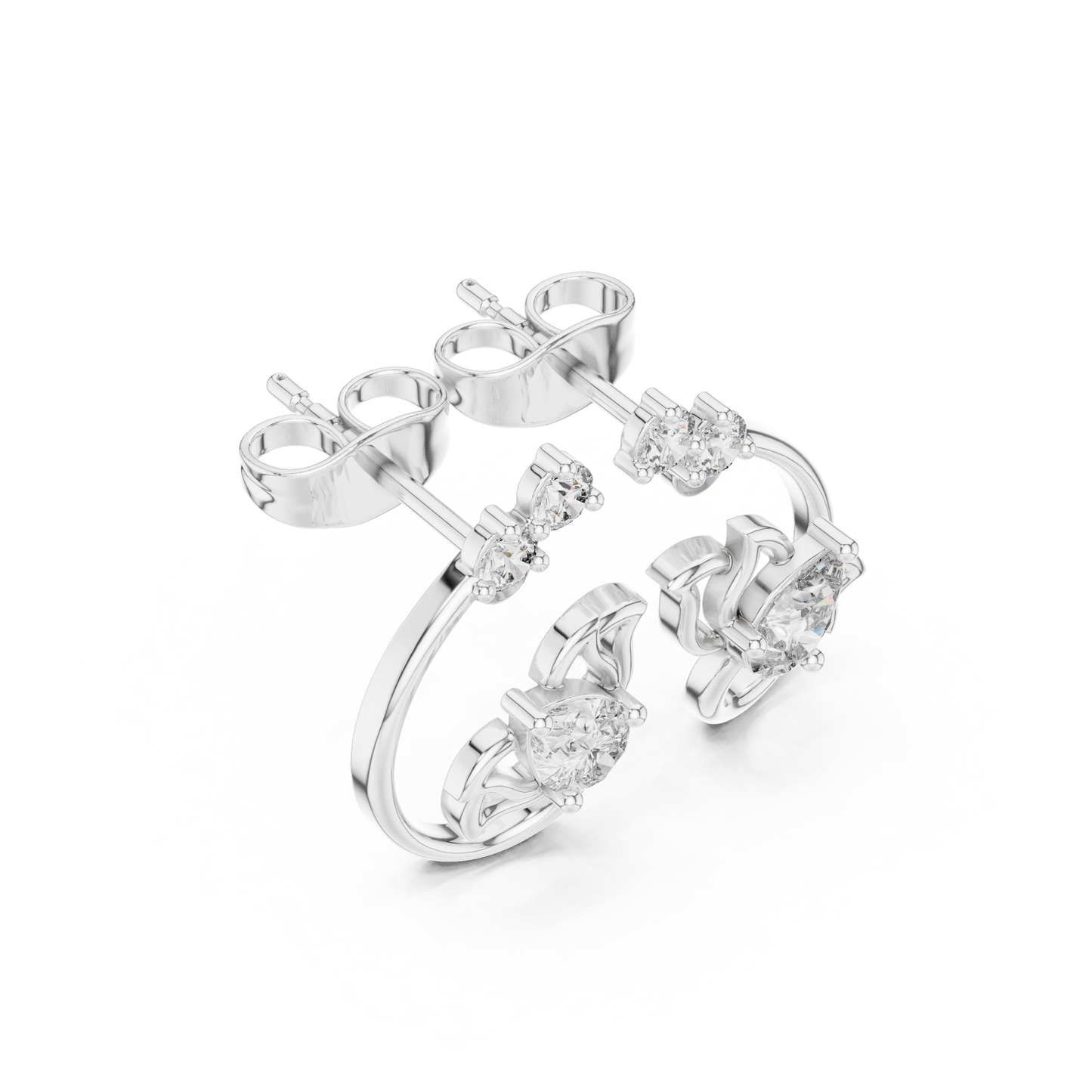 Quantum Leaf Pear-Brilliance Earrings • Signature Spiral Design • Opulent Mini Statement Studs