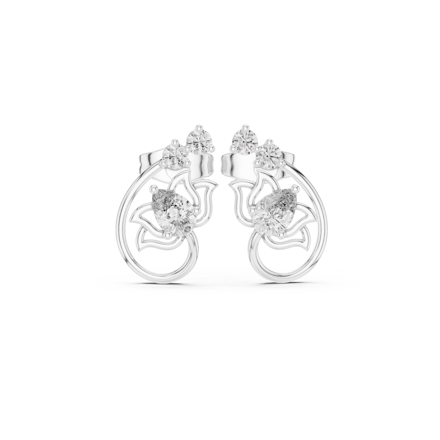 Quantum Leaf Pear-Brilliance Earrings • Signature Spiral Design • Opulent Mini Statement Studs