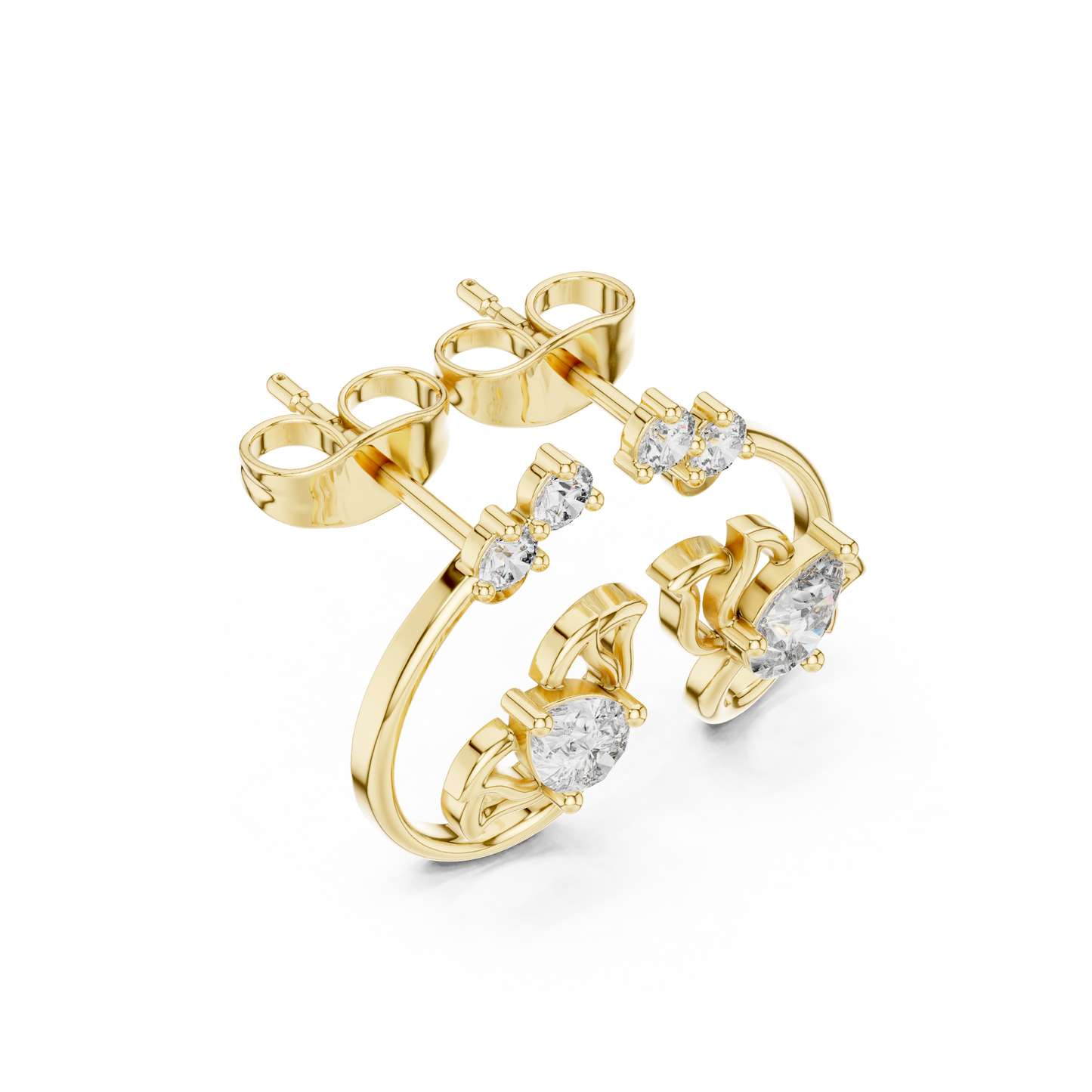 Quantum Leaf Pear-Brilliance Earrings • Signature Spiral Design • Opulent Mini Statement Studs