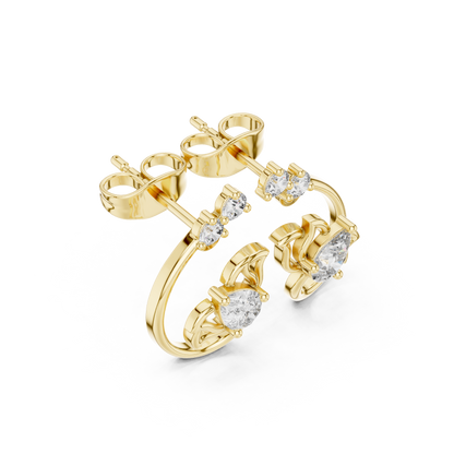 Quantum Leaf Pear-Brilliance Earrings • Signature Spiral Design • Opulent Mini Statement Studs