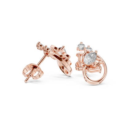 Quantum Leaf Pear-Brilliance Earrings • Signature Spiral Design • Opulent Mini Statement Studs