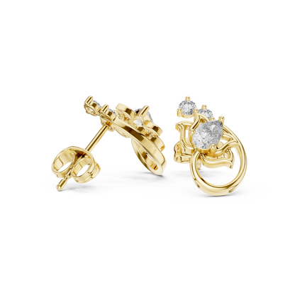 Quantum Leaf Pear-Brilliance Earrings • Signature Spiral Design • Opulent Mini Statement Studs