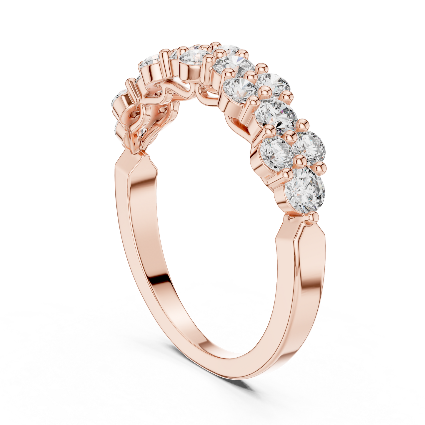 Petal-Style Diamond Band – Everyday Luxury Stacking Gift for Women - Handmade Gold Design
