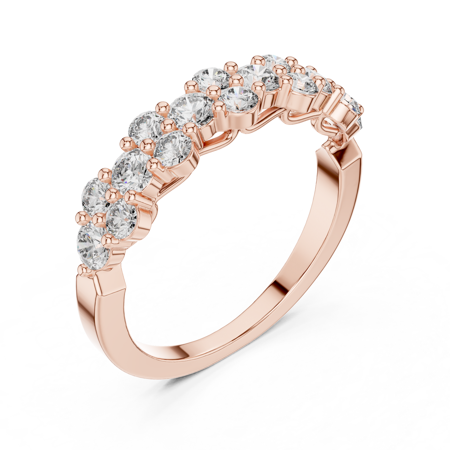 Petal-Style Diamond Band – Everyday Luxury Stacking Gift for Women - Handmade Gold Design