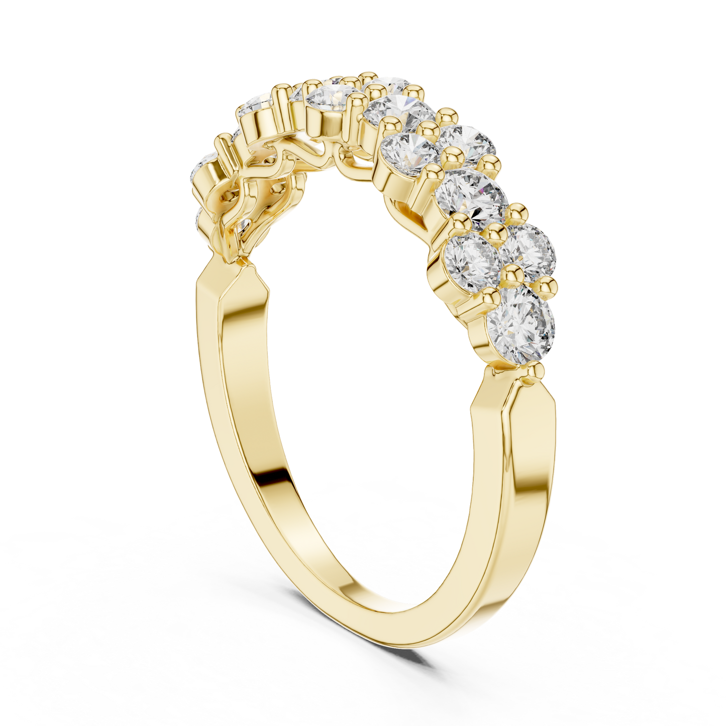 Petal-Style Diamond Band – Everyday Luxury Stacking Gift for Women - Handmade Gold Design