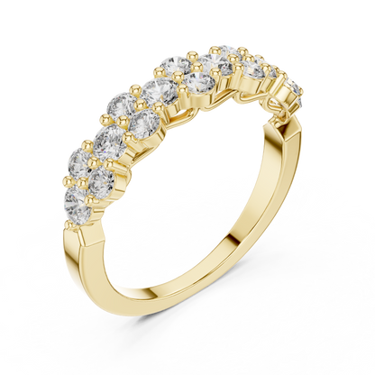 Petal-Style Diamond Band – Everyday Luxury Stacking Gift for Women - Handmade Gold Design
