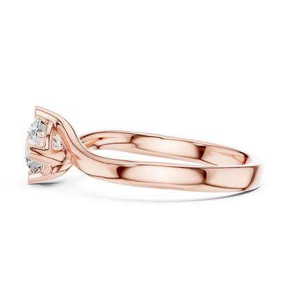 0.50Ct Curved Band Promise Ring – Classic Solitaire Design, Dainty Bridal Jewelry Gold Swirl Setting