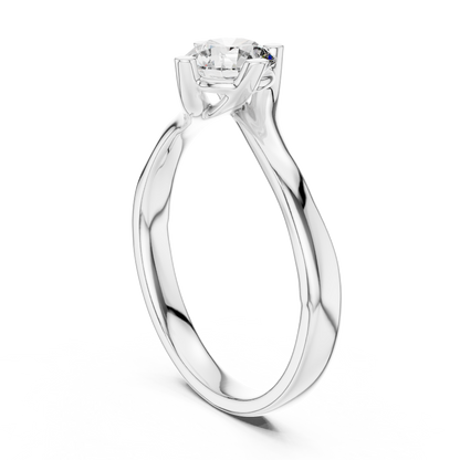 0.50Ct Curved Band Promise Ring – Classic Solitaire Design, Dainty Bridal Jewelry Gold Swirl Setting