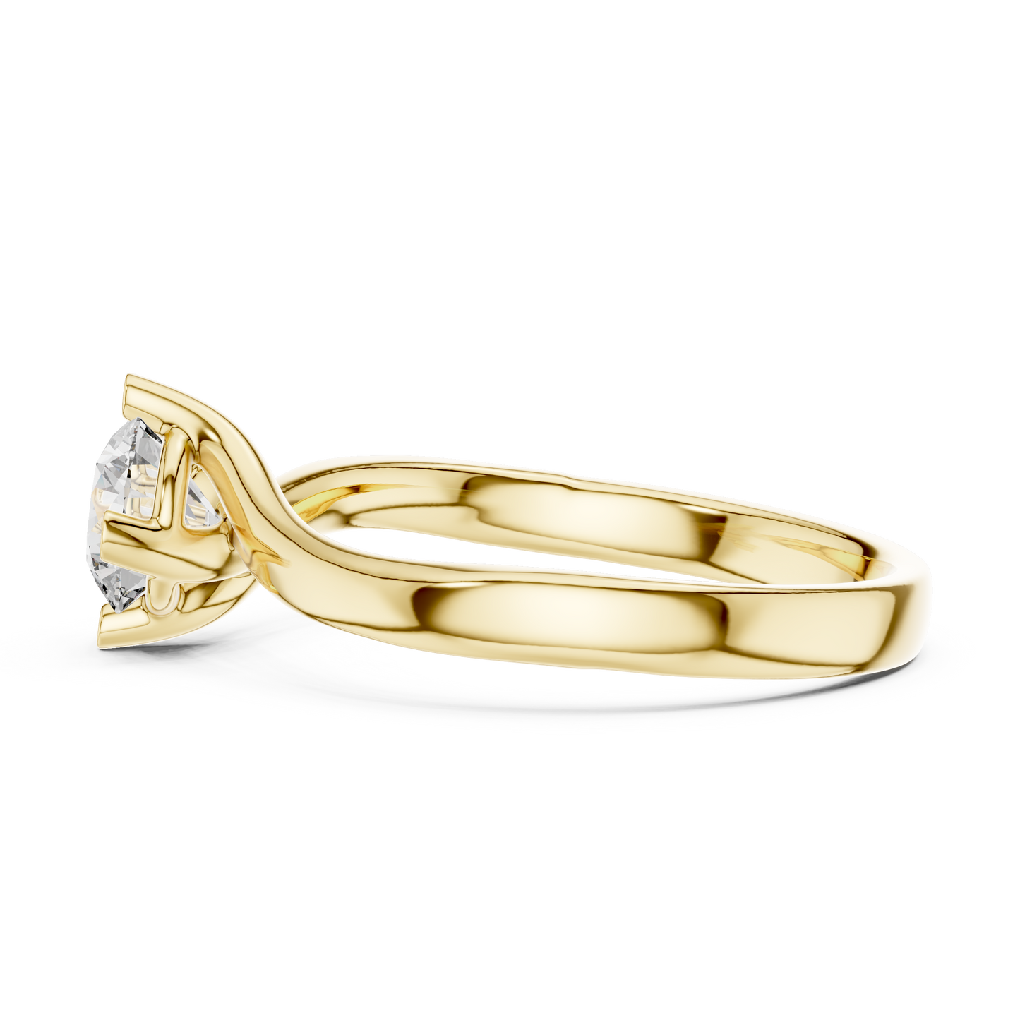 0.50Ct Curved Band Promise Ring – Classic Solitaire Design, Dainty Bridal Jewelry Gold Swirl Setting