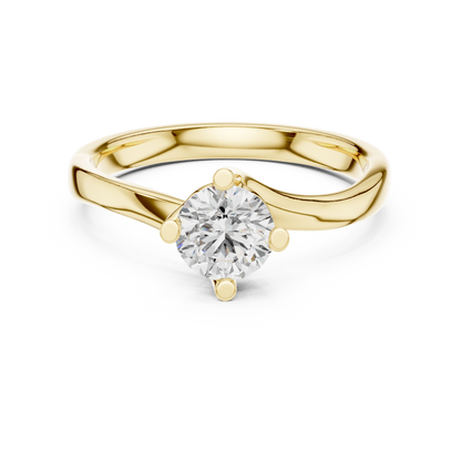 0.50Ct Curved Band Promise Ring – Classic Solitaire Design, Dainty Bridal Jewelry Gold Swirl Setting