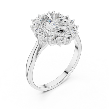 2.00Ct Oval Halo Cluster Ring – Floral Diamond Engagement Ring, Vintage-Inspired Bridal Jewelry