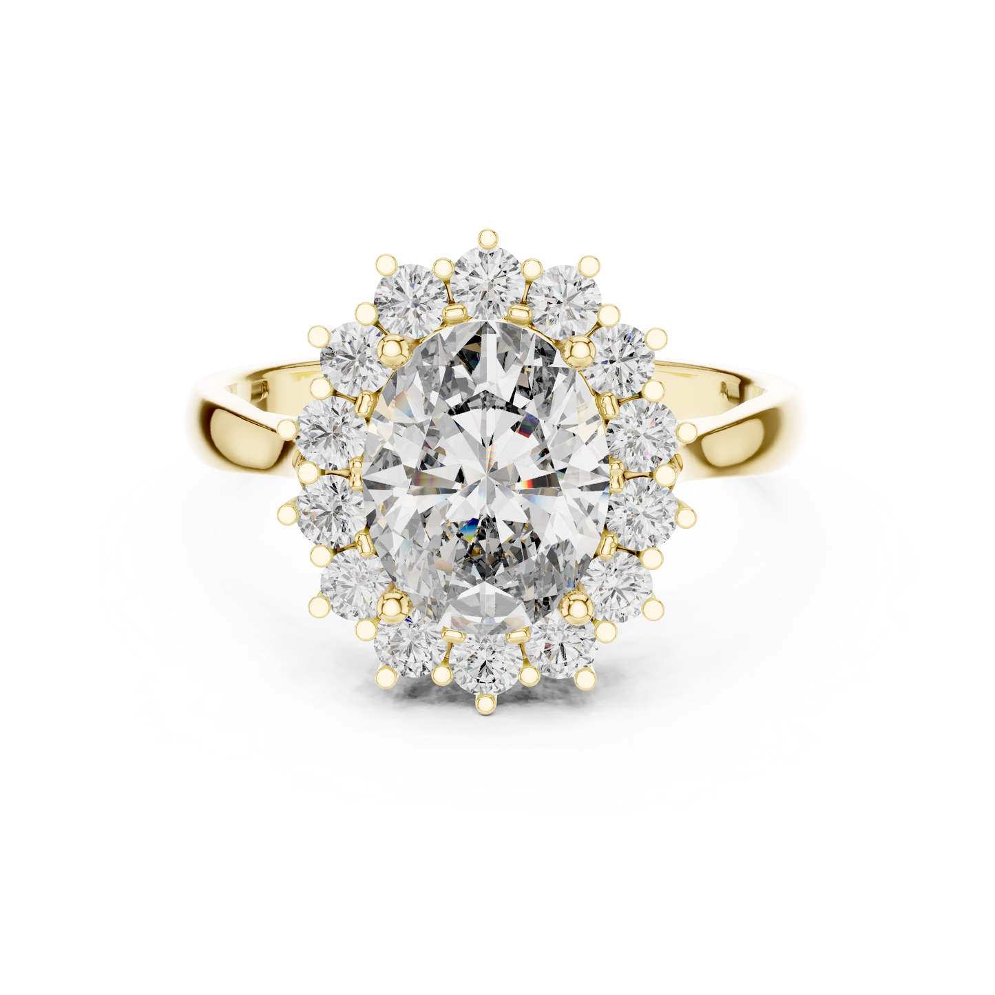 2.00Ct Oval Halo Cluster Ring – Floral Diamond Engagement Ring, Vintage-Inspired Bridal Jewelry