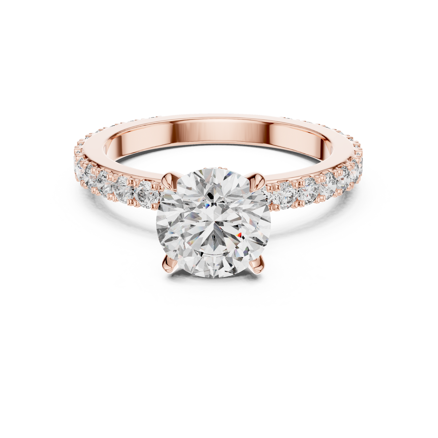 1.10Ct Round Cut Hidden Halo Ring Brilliant Center Stone Rose Gold Solitaire Ring