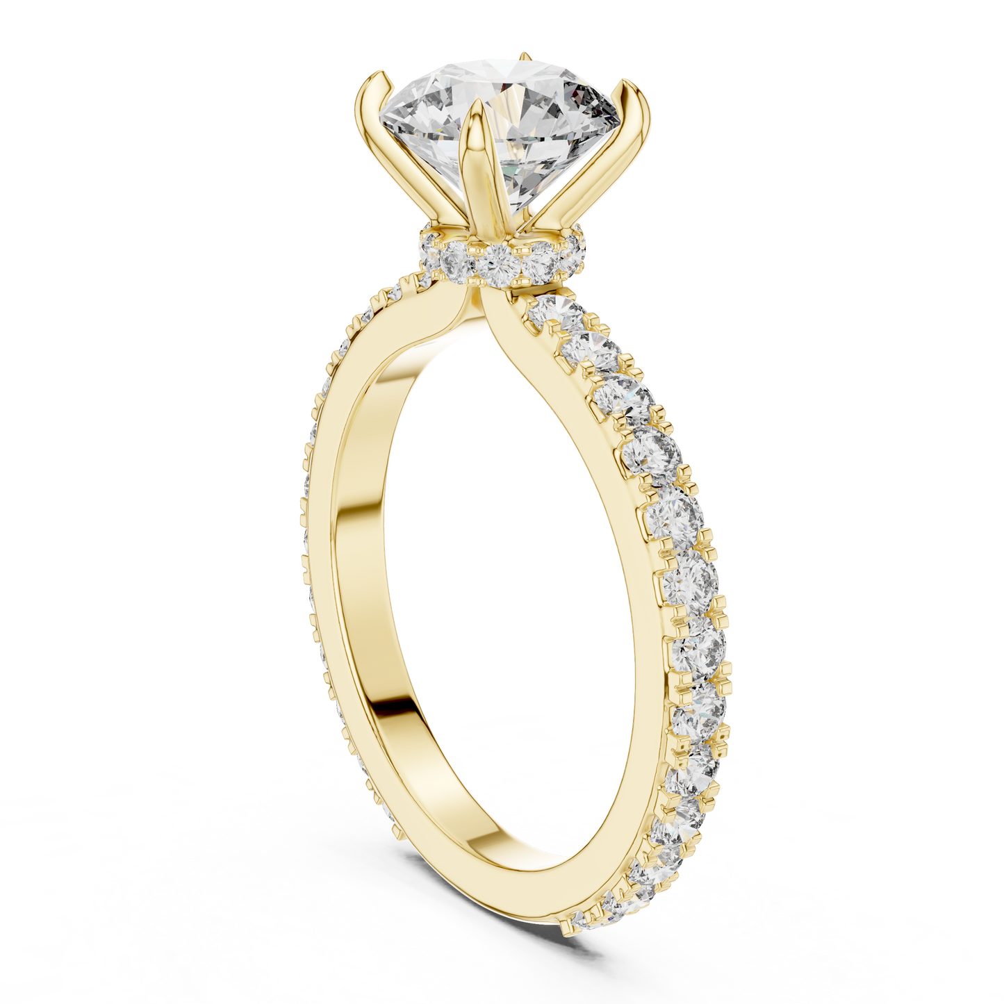 1.10Ct Round Cut Hidden Halo Ring Brilliant Center Stone Rose Gold Solitaire Ring